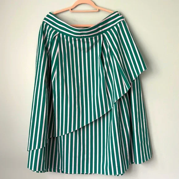 NWOT Halogen x Atlantic Pacific Skirt Striped Asymmetrical Tiered A-Line XL - Picture 4 of 8